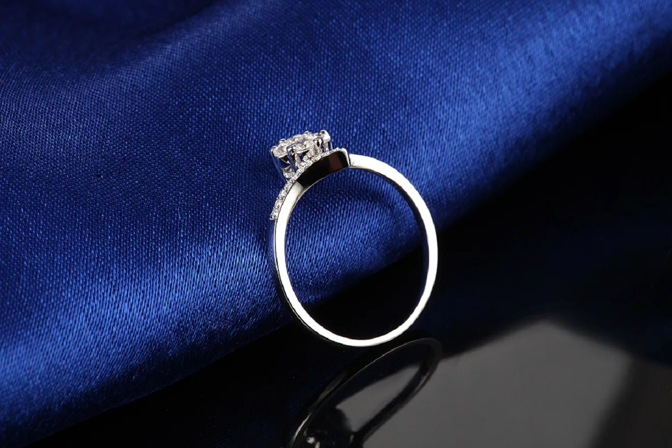 Pretty Flower Diamond Ring for Women Tiny spot 925 Silver White Gold Color Valentine Day &amp Birthday Gift | Украшения и
