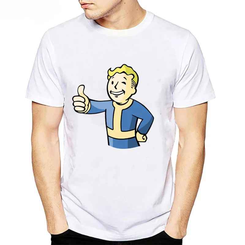 Новые летние белые футболки с волт-бой Fallout 111, мужские футболки с короткими рукавами, модель Nuka Cola, футболка с победой, Homme, размер s-xxxl