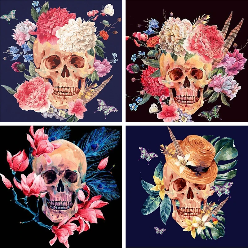 Алмазная вышивка сделай сам алмазная живопись цветок и череп полная крестиком