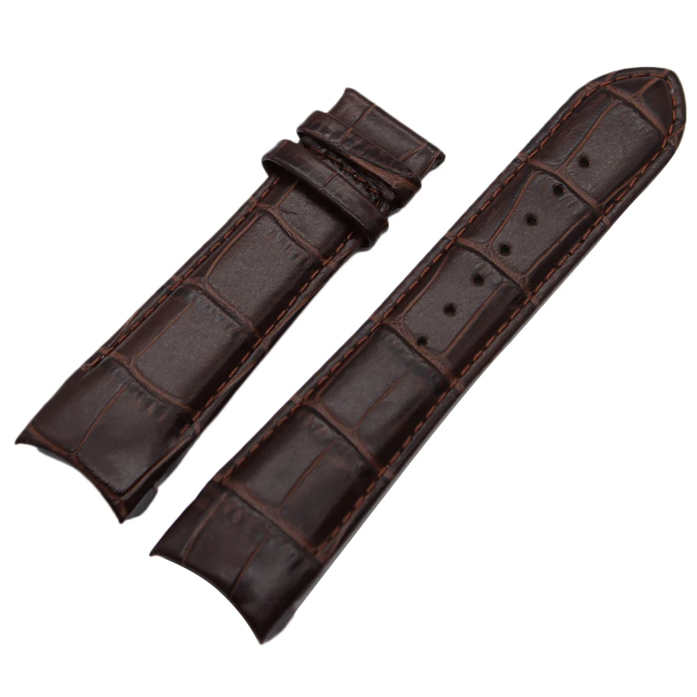 Brown without Buckle Изогнутый конец из натуральной телячьей кожи ремешок для часов T035 Кутюрье часы ремешок Бабочка Пряжка ремешок на запястье браслет 22 мм 23 мм 24 мм - Цвет ремешка: Brown without Buckle