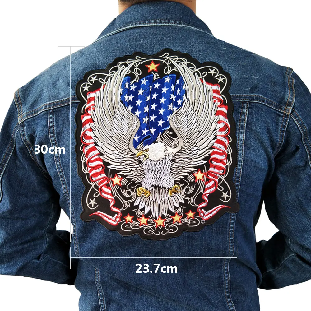 USA FLAG Eagle Iron On Patch Embroidered Applique Sewing Label punk biker Patches Clothes Stickers Apparel Accessories Badge | Дом и сад