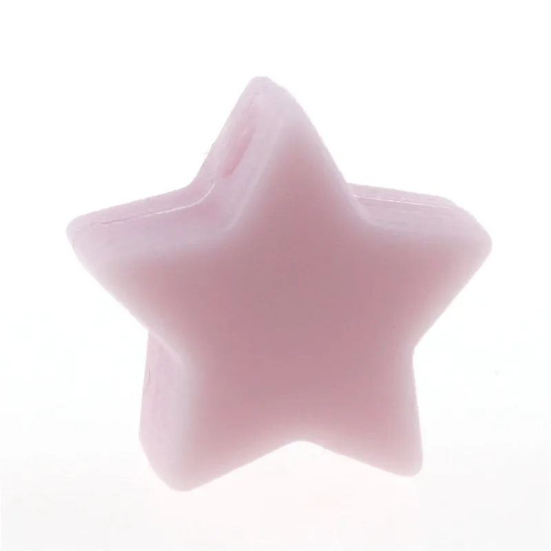 11Baby pink 50 шт. звезда пищевого класса Силиконовые бусы для прорезывания зубов кулон 15 мм детский силиконовый Прорезыватель бусины для Diy прорезиненное Силиконовое ожерелье - Цвет: 11Baby pink