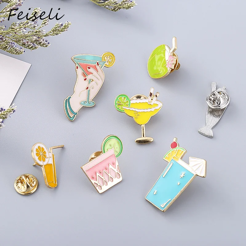 Женская эмалированная брошка Feiseli в форме апельсинового лимонного сока модный