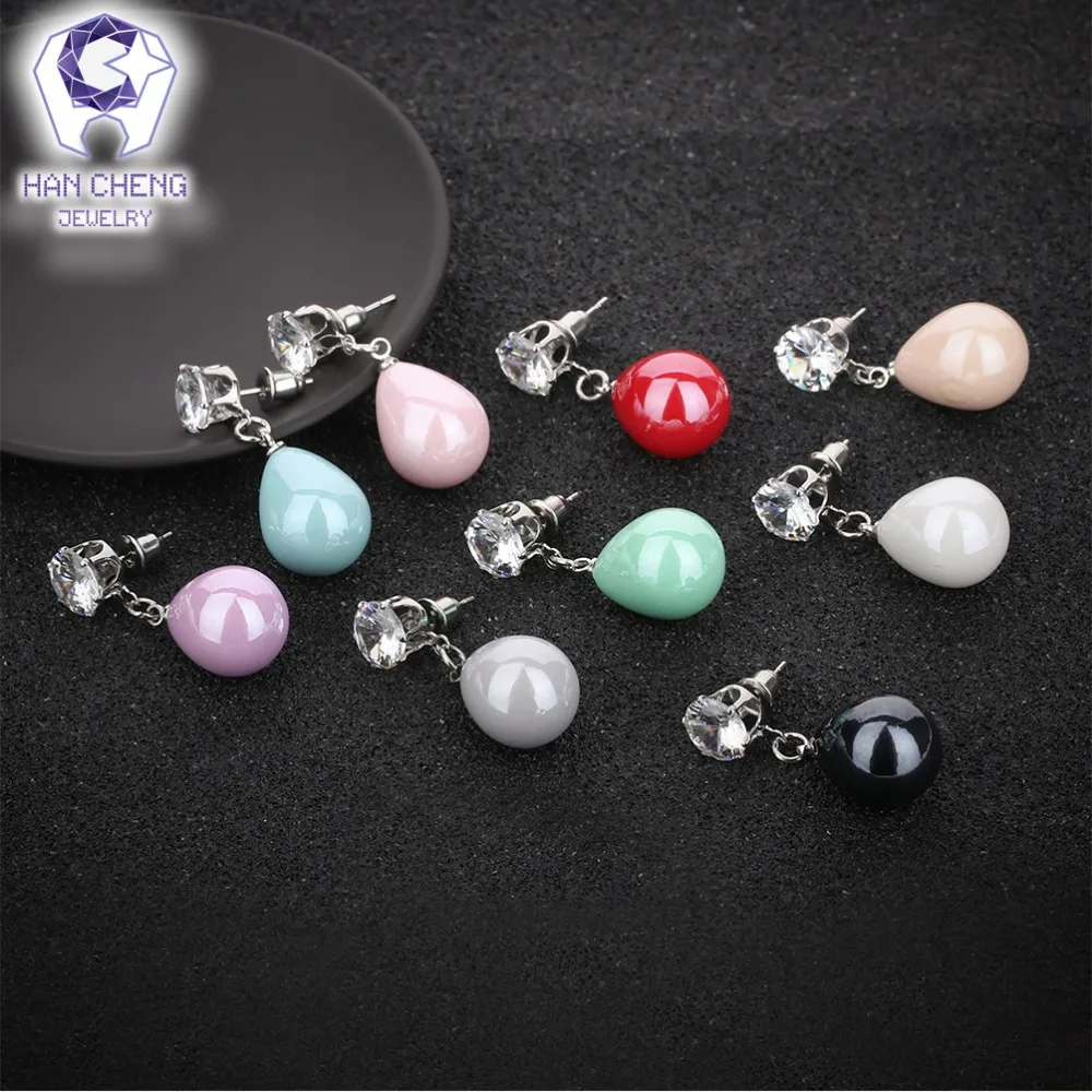 Новые очаровательные Посеребренные Круглые висячие серьги HanCheng с искусственным