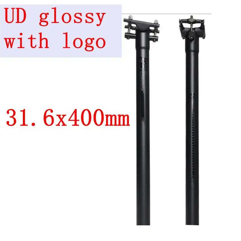 UD glossy with logo Toseek полный углеродного волокна подседельный штырь для горного велосипеда супер светильник MTB горный велосипед Подседельный штырь 27,2/30,8/31,6*400/450 мм - Цвет: UD glossy with logo