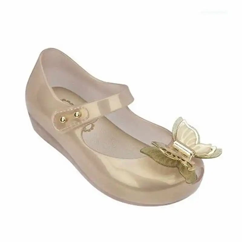 Kids Gold Красивые тапочки с бабочкой для девочек; прозрачная обувь с открытым носком; обувь для мамы и дочки; пляжные шлепанцы для бассейна - Цвет: Kids Gold