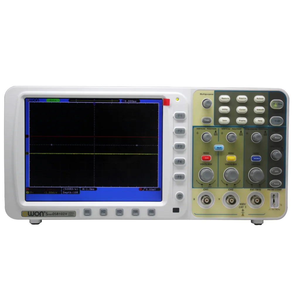 OWON низкий уровень шума 100 МГц OWON цифровой осциллограф SDS8102 V VGA 2 г/локон частота дискретизации, большой " ЖК-дисплей, 10 м точек записи длина