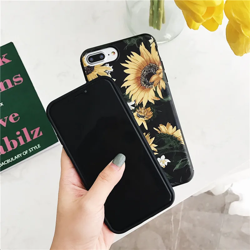 Чехол для iphone 6 7 6s 8 plus Модный мягкий силиконовый чехол с цветами X XR XS MAX
