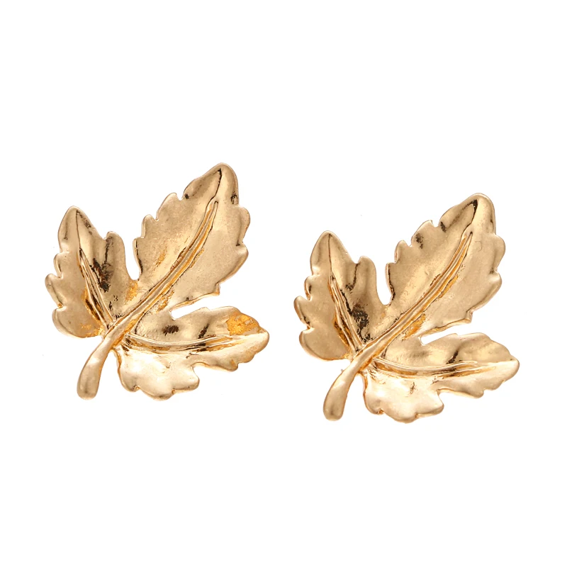 Yhpup Small Zinc Alloy Leaf Stud Earrings Charms Golden Statement Fashion Stylish Pendientes Mujer Moda 2019 Wedding | Украшения и