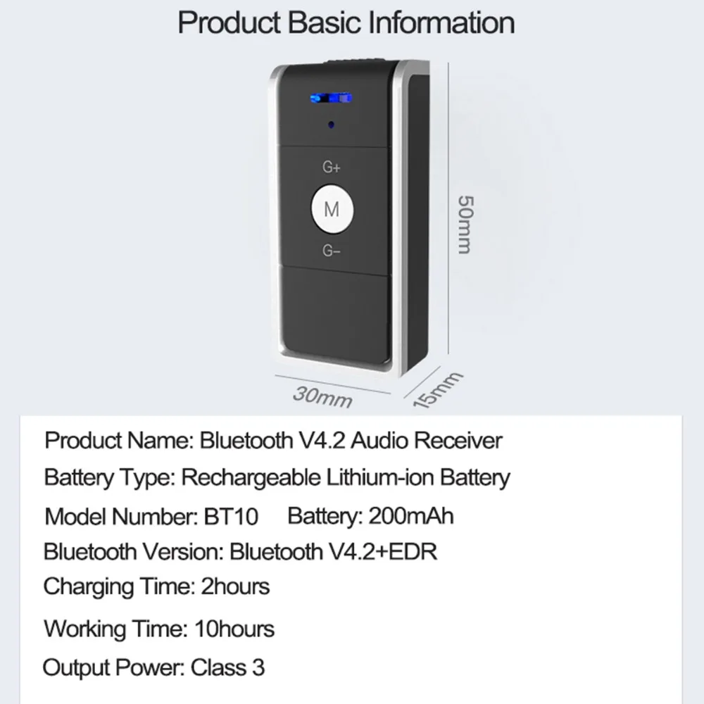 SOONHUA BT10 портативный мм 3,5 мм Jack Bluetooth V4.2 музыкальный приемник HIFI Звук DSP усилители домашние Handsfree аудиомагнитолы автомобильные адаптер с зажимом