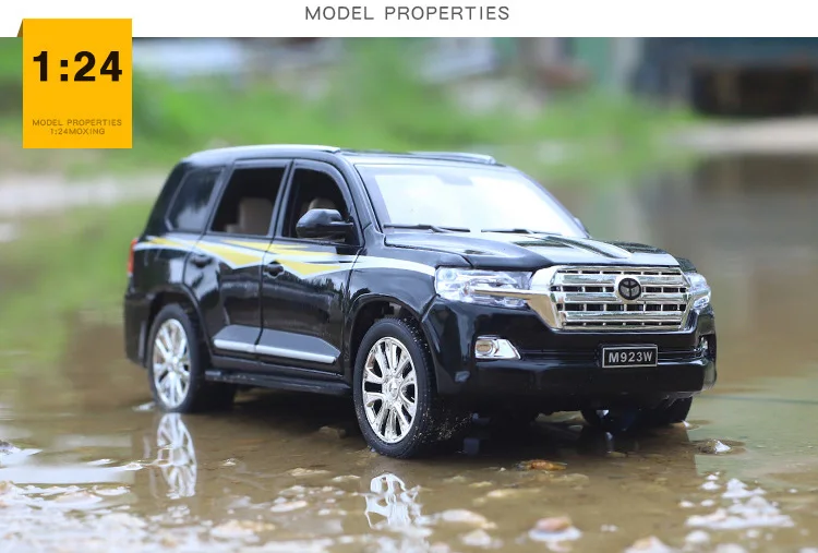 Горячая 1:24 масштабные колеса toyota SUV автомобиль металлическая модель с светильник и звуком ORV Land Cruiser литье под давлением автомобиль вытяжной назад игрушки коллекция