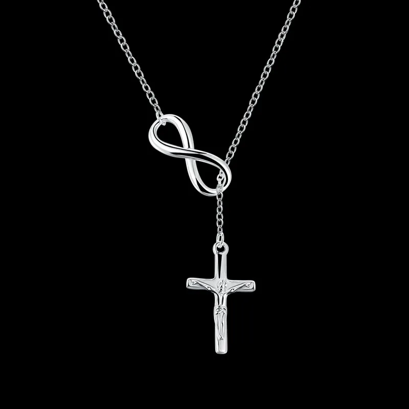 

New Women Chain Female Long Necklace Pendant 925 Cross Pendant Simple Jewelry Accessories