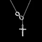 Женское длинное ожерелье, подвеска из серебра 925 пробы с крестом, аксессуары для ювелирных изделий