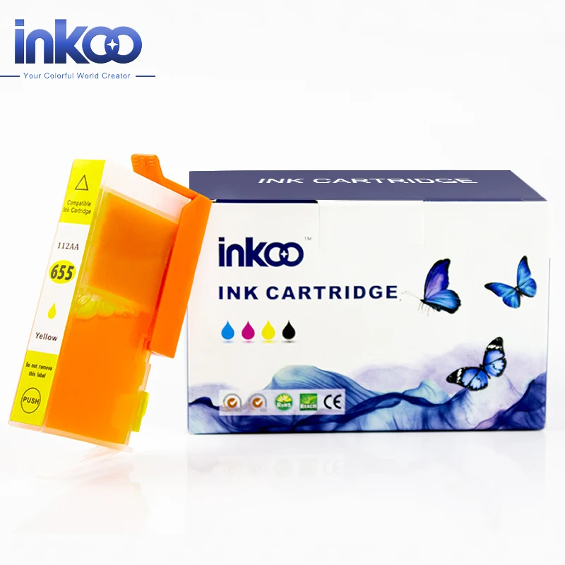 Inkoo 12 шт. для HP 655 картридж черный с чипом DeskJet Ink Advantage 3525 4615 4625 5525 6525 принтер |