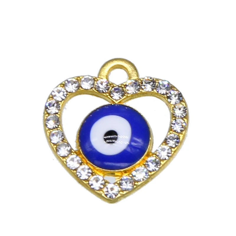 6pcs Lucky Eye Heart Necklace Pendant DIY Bracelet Accessories enamel charms for jewelry making | Украшения и аксессуары