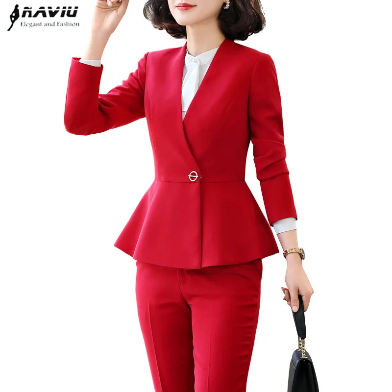 Модные профессиональные брюки с длинным рукавом костюм новый красный деловой