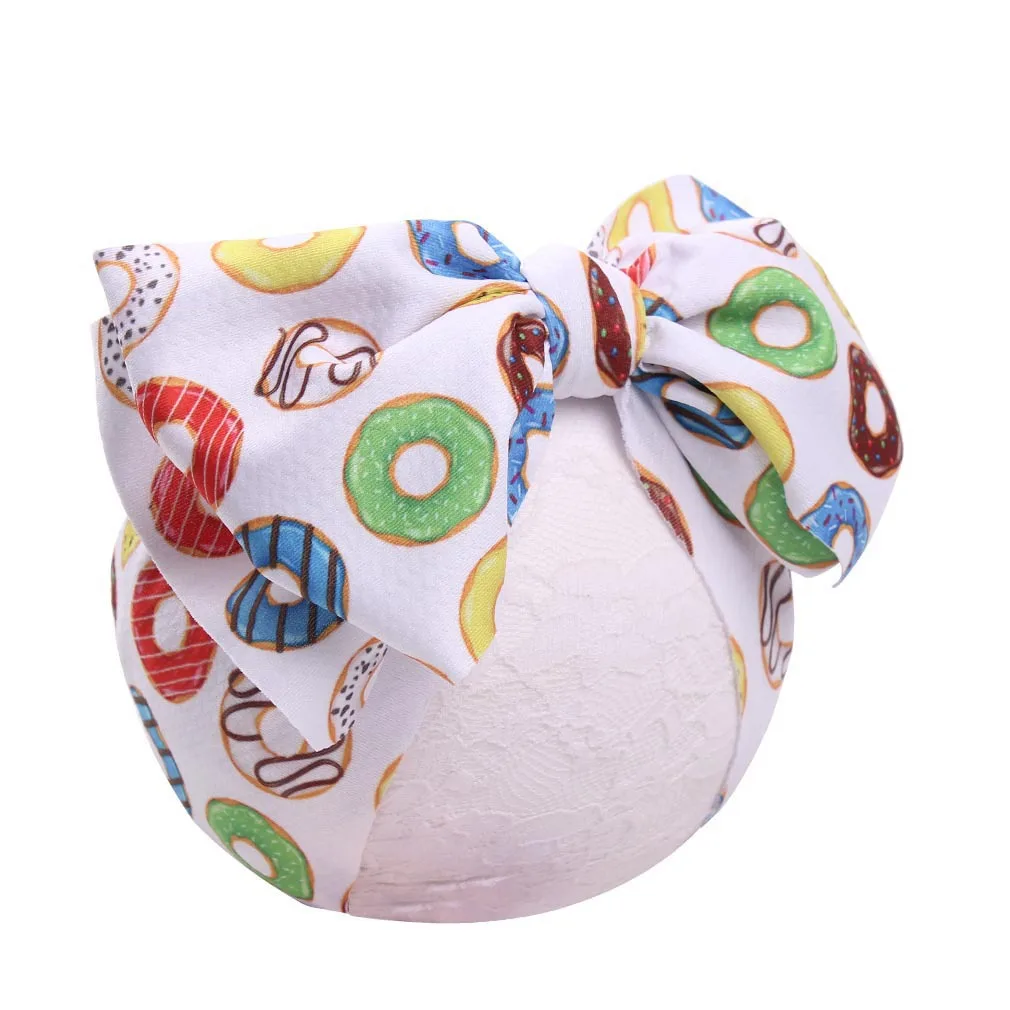 

5pcs 2019 New Large 7" Hair Bows Tied Knot Headband Waffle Flower Print Elastic Headwrap Girl DIY Hair Accessories Boutique