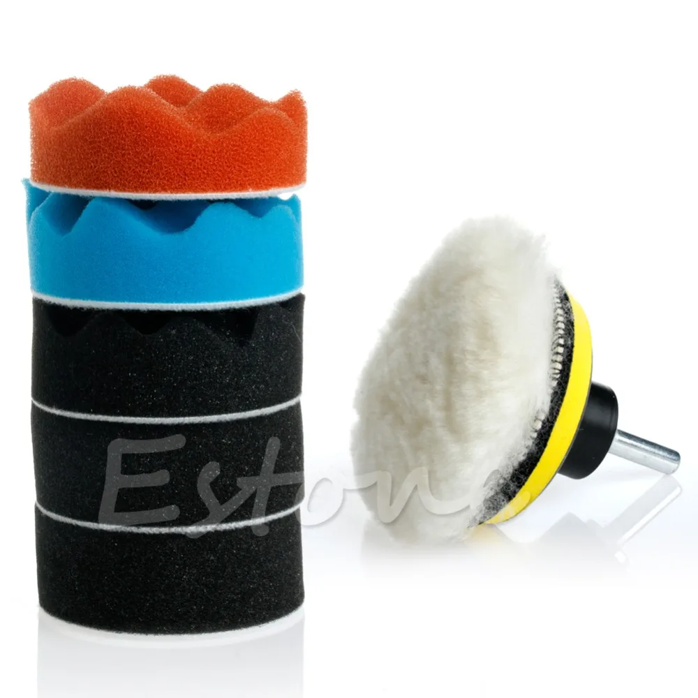 

7pc 3"High Gross Polishing Buffer Pad Set & Drill Adapter M14 For Car polish NEW