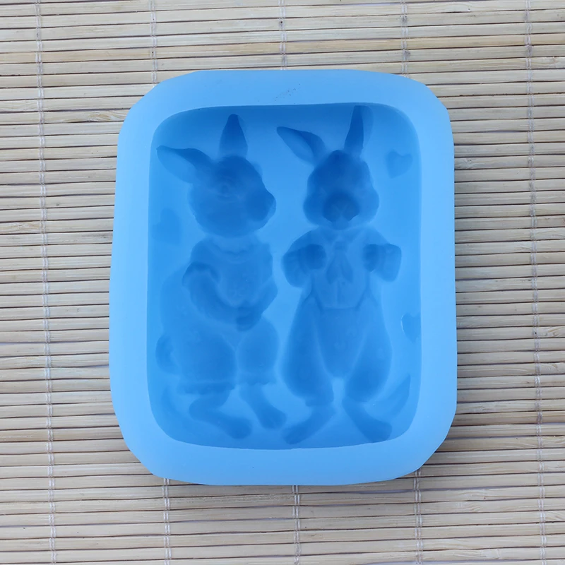 Силиконовая форма для мыла влюбленных с рисунком кролика|candy moulds|soap silicone moldsilicone