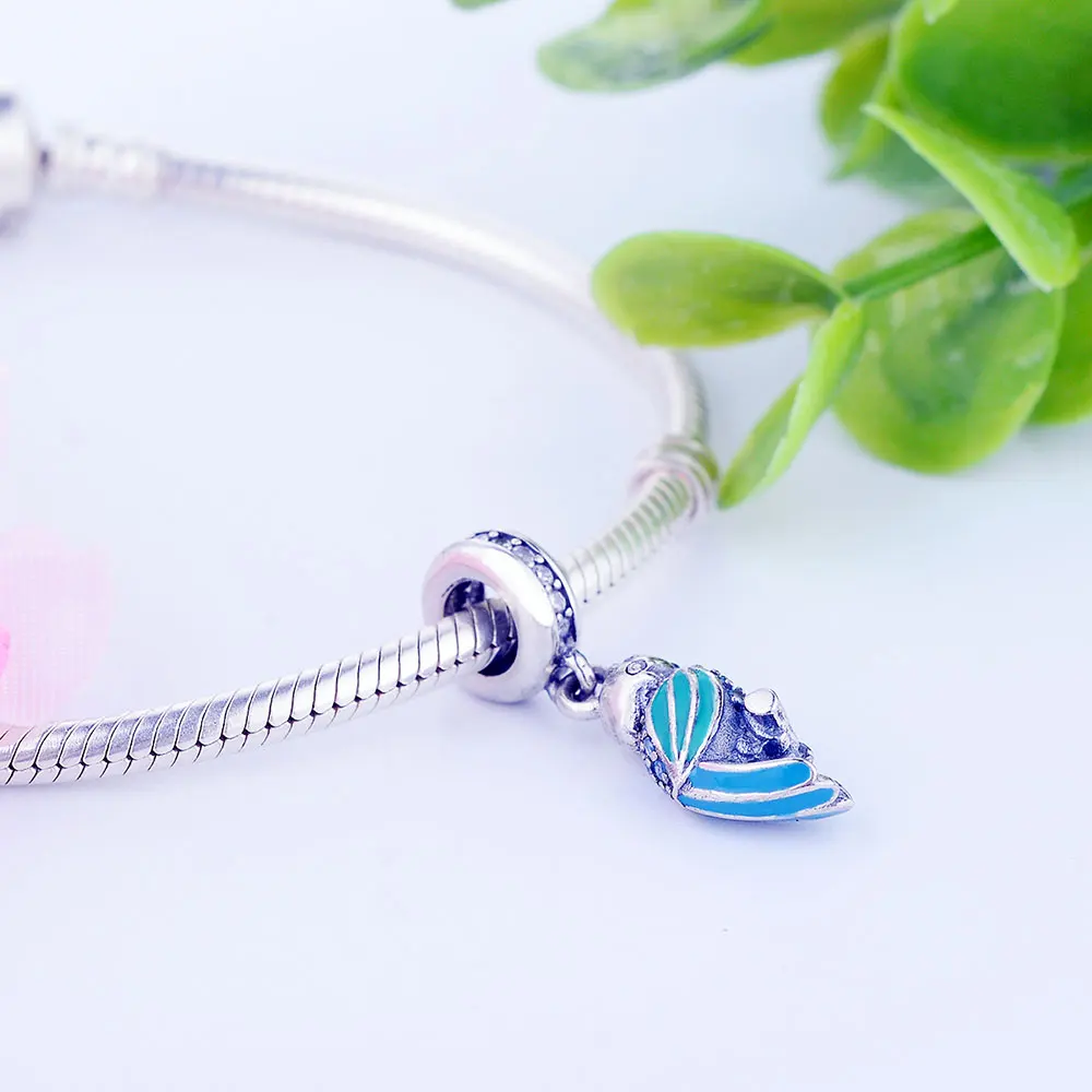 925 пробы серебряные бусины с подвеской в виде тропического попугая с фианитами и эмалью подходят к оригинальному браслету Pandora