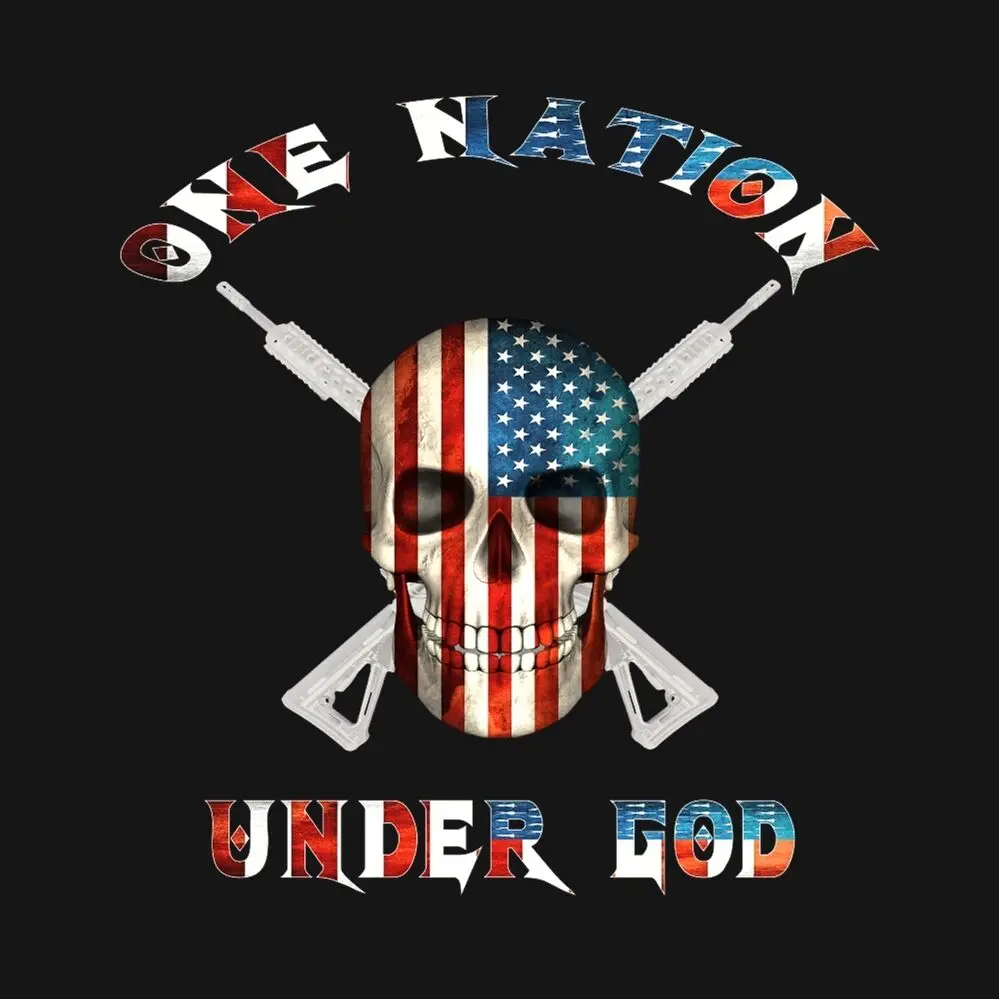 Мужская футболка в стиле милитари One Nation Under God череп с американским флагом