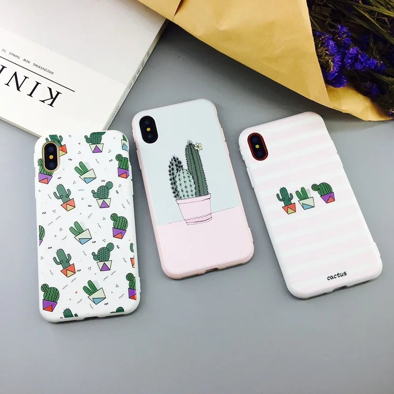 Чехол для телефона с изображением листьев карамельного цвета для iPhone 11 Pro X 6 6s 7 8 Plus XR XS Max кактус растения Модный мягкий резиновый, силиконовый, из термопластичного полиуретана, чехол для Fundas Coque для