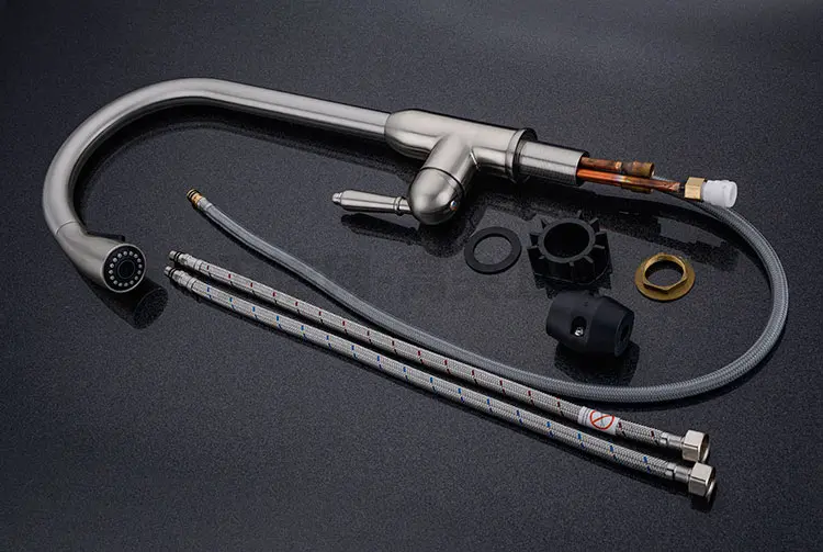 Новый дизайн высококачественный латунный вытяжной смеситель из матового никеля