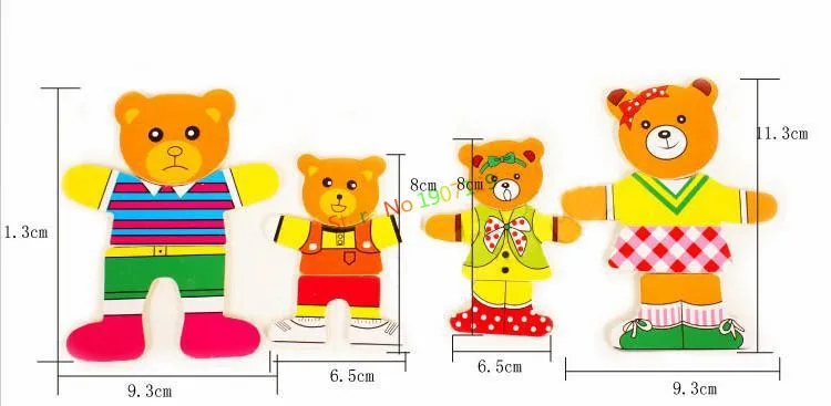 Деревянные игрушки для малышей 4 вида деревянное украшение медведь одевание