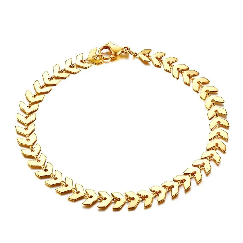 Gold Vnox, элегантные женские браслеты с рыбьей косточкой, нержавеющая сталь, Ishikawa, схема, дизайн, pulseira feminina 7,08" - Окраска металла: Gold