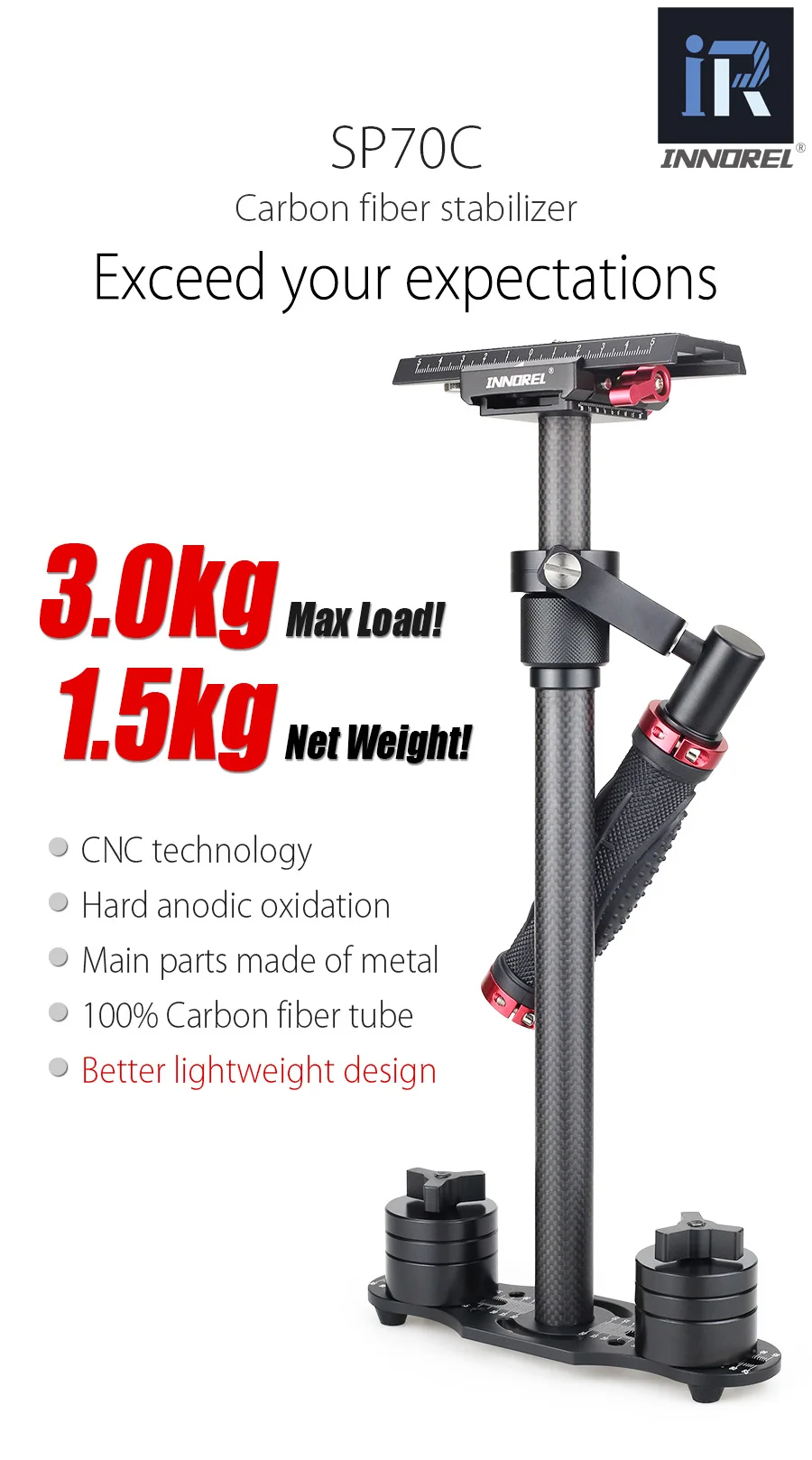 SP70 Ручной Стабилизатор камеры из углеродного волокна 3 кг медведь DSLR видео steadicam steadycam для Nikon Canon 5D2 5D3 sony VS S60