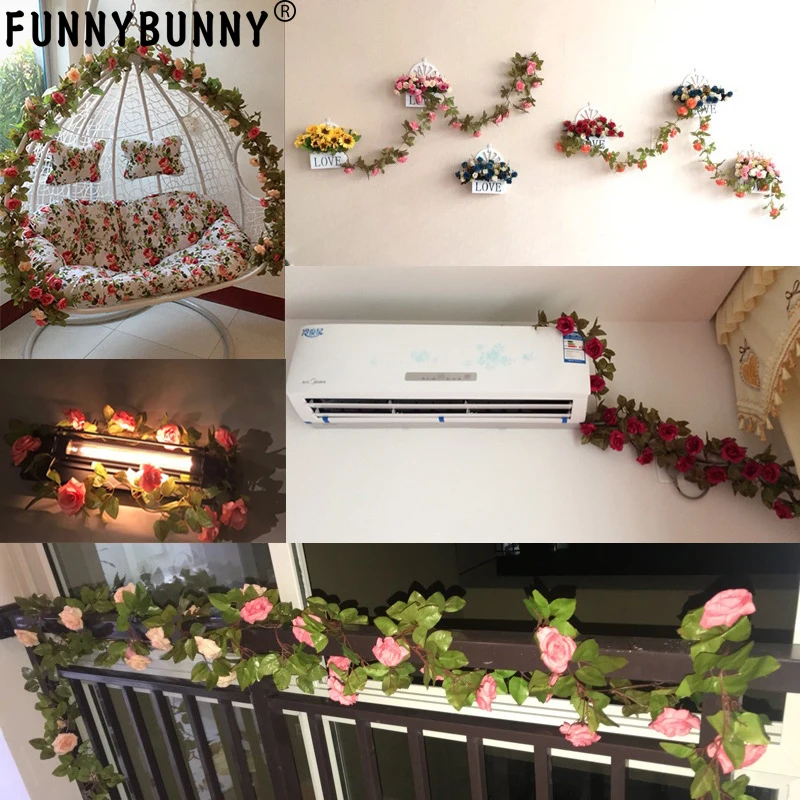 FUNNYBUNNY искусственные шелковые цветы Осенняя роза лоза Реалистичная висячая
