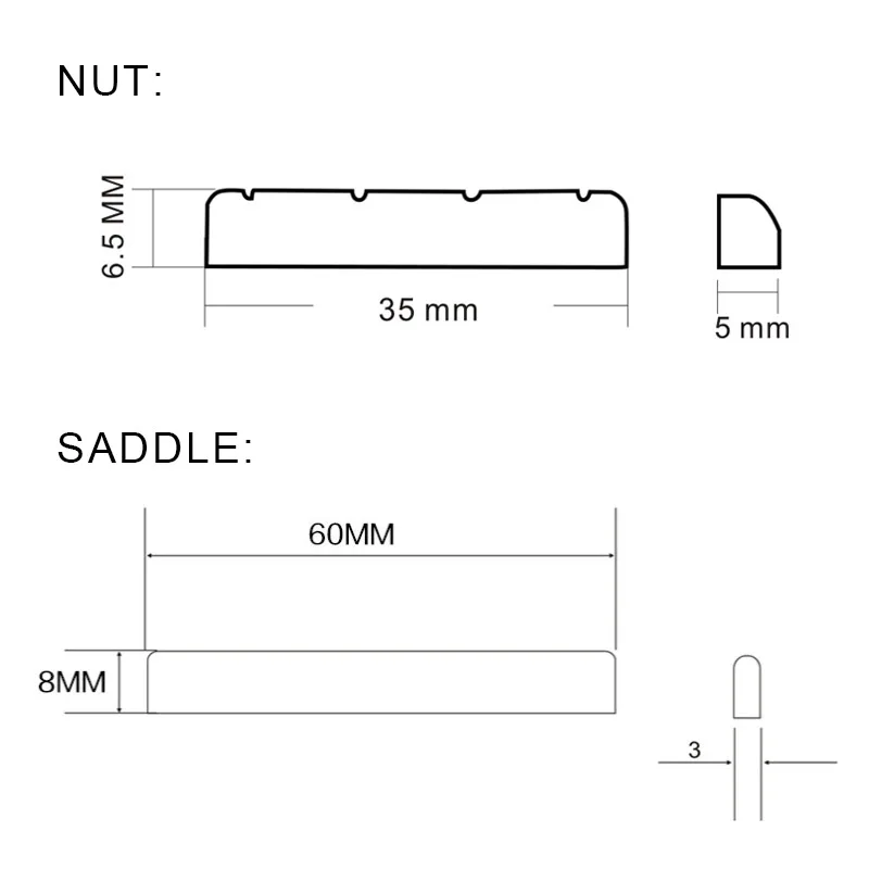 50 шт. Пластик седло и Гайка для миниатюрная гитара укулеле-английские размеры 4