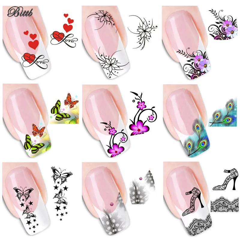 Наклейки для ногтей 2 шт. водные переводные наклейки сексуальные милые цветочные