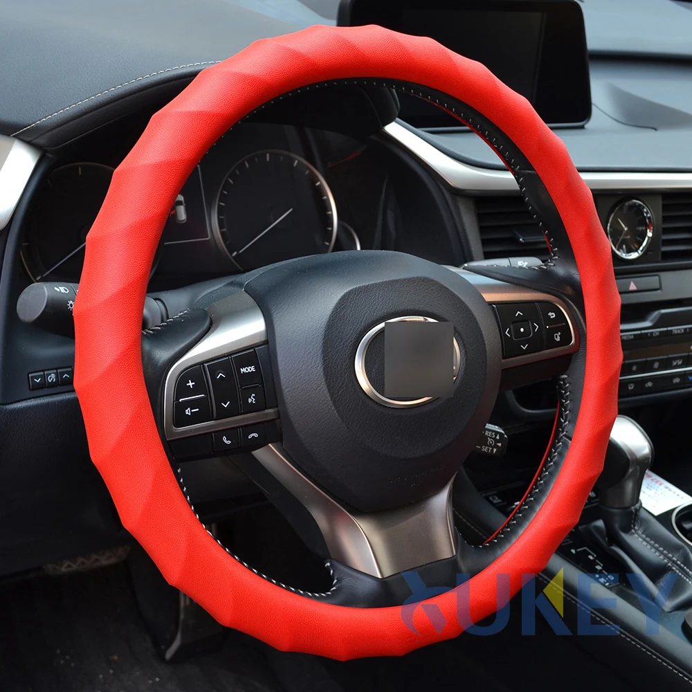 Swirl силиконовый чехол рулевого колеса автомобиля кожаная текстура ручной противоскользящая Перчатка Мягкая оболочка без запаха протектор Нескользящие аксессуары - Название цвета: Red