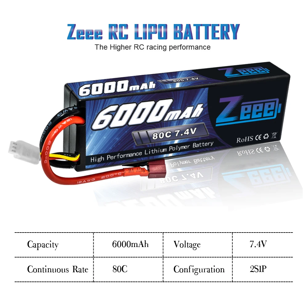 Zeee 6000 мАч RC LiPo батарея для RC 2S 80C LiPo 7,4 В с декантами T Разъем для RC автомобиля грузовик Танк Losi Traxxas Slash Truggy