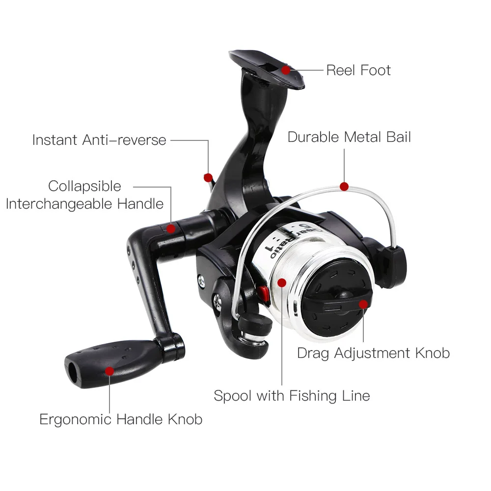 Ручка телескопическая рыболовная Катушка комбо набор Мини Удочка спиннинговая