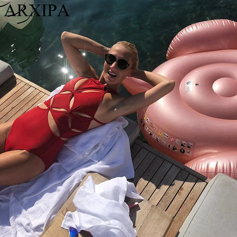 Женский купальник-бикини ARXIPA Цельный купальник с вырезами и высокой горловиной