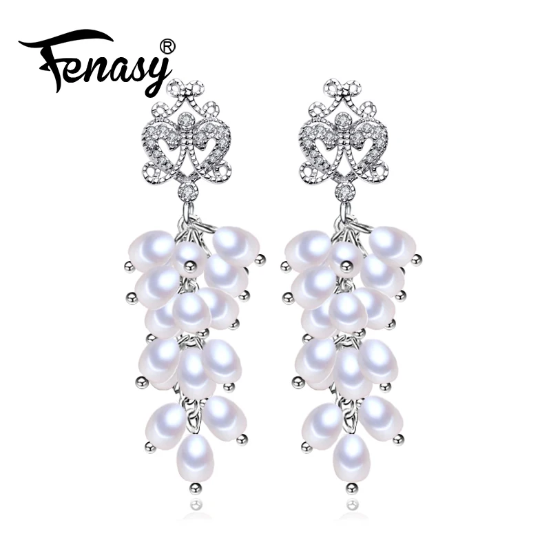 FENASY новые длинные серьги с множеством жемчужин, богемные 925 пробы серебряные серьги для женщин, серьги-капли из пресноводного жемчуга