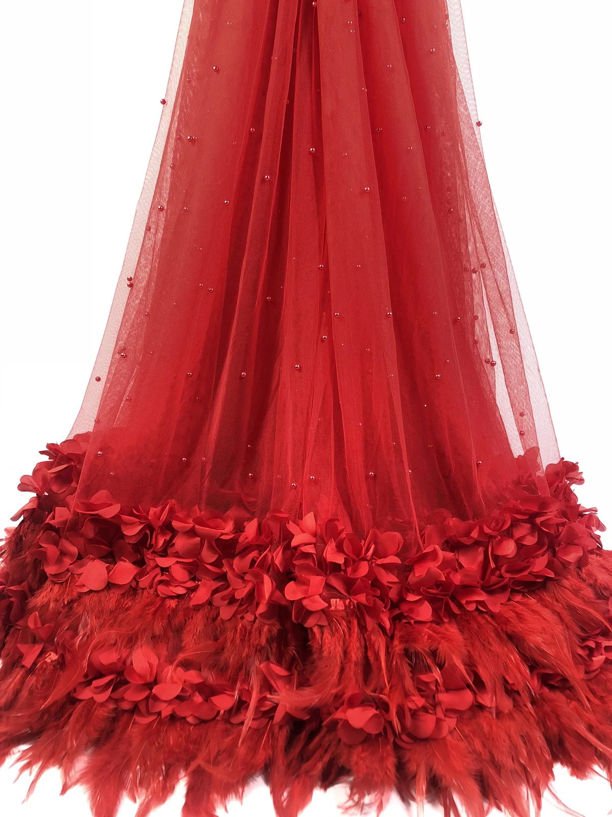 Африканская кружевная ткань с 3D цветами вышитое бисером французская Дубай