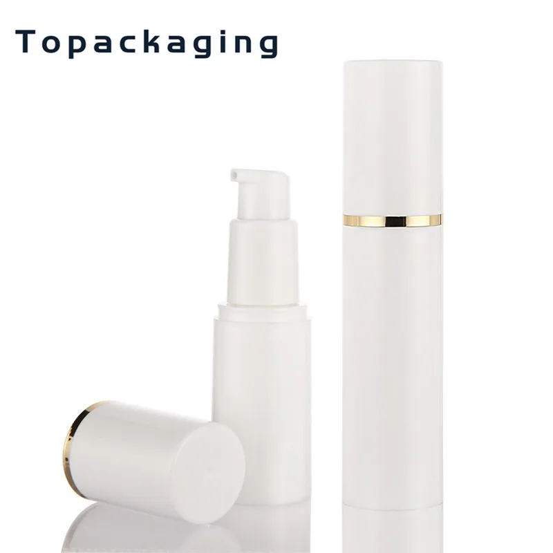15ml 30ml 50ml Airless Pump Bottles white Refillable Containers Air Pump Bottles for Cosmetics foundations, Lotions and Serum