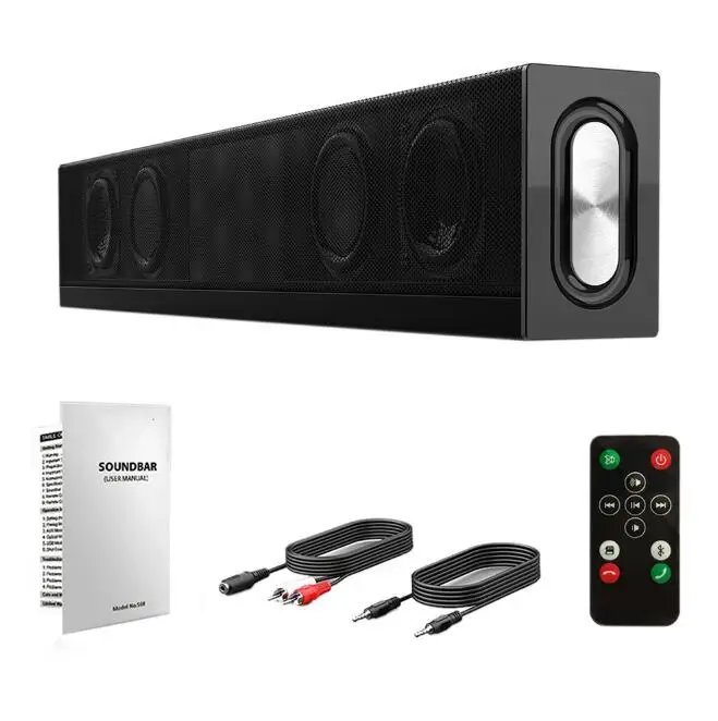 Black DOOLNNG 20 Вт Беспроводная Bluetooth Колонка домашний кинотеатр тв динамик Саундбар с микрофоном пульт дистанционного управления сабвуфер - Color: Black