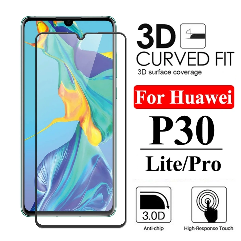 3D полное покрытие закаленное стекло для Huawei P30 Pro Защитное Lite защита экрана на