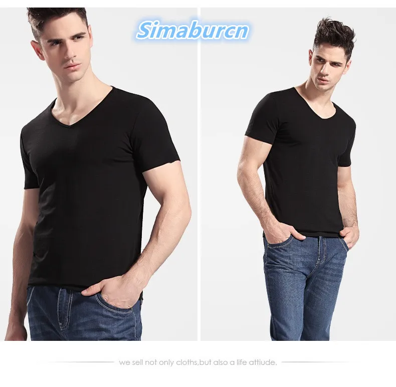 

Top Quality Men's Short Sleeve Cotton V-Neck T-shirt Men 2018 Summer Casual Brand Shirts Solid Color Male Tops & Tees