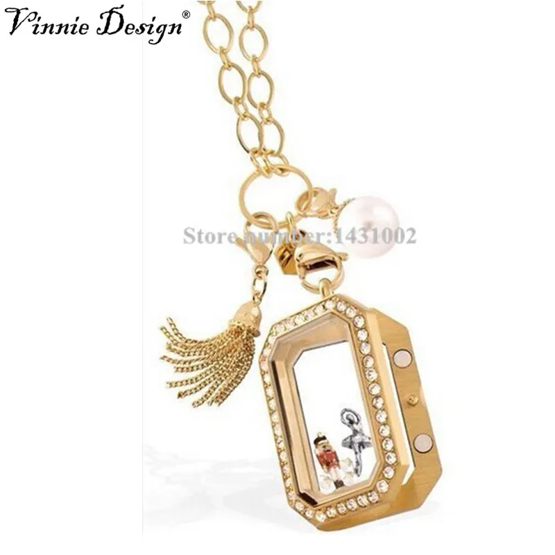 Винни Дизайн Ювелирные изделия великолепный квадратный медальон ожерелье с