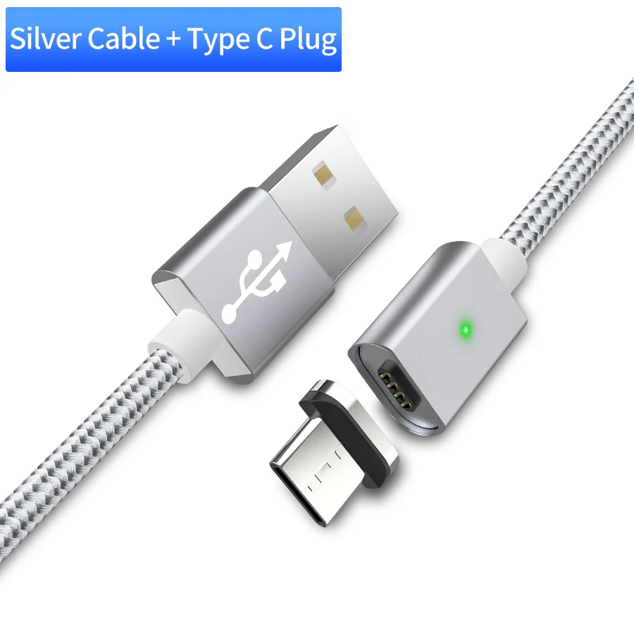 MANTIS Micro USB Магнитный кабель usb type C кабель для зарядки мобильных телефонов type-C USB-C кабель для iPhone huawei samsung Xiaomi 3A - Цвет: Silver TypeC