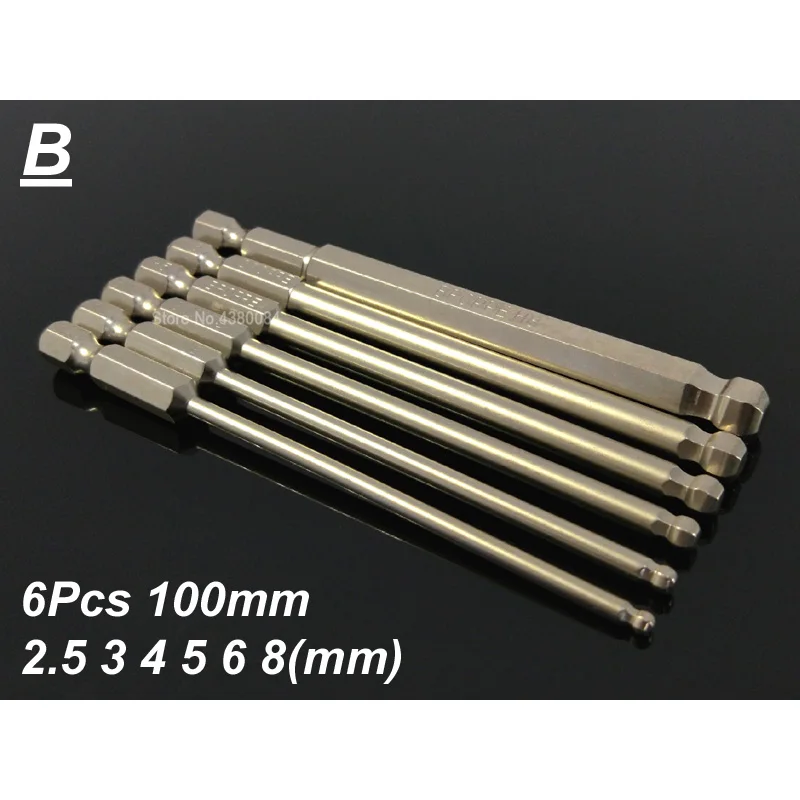 

Набор из 7/6/5 шт., магнитные сферические/Шариковые сверла для отверток с внутренним шестигранником 1/4 дюйма, с шестигранным хвостовиком 65/100/150 мм, инструменты для отвертки S2