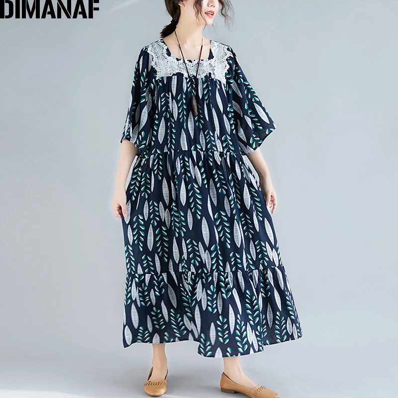 DIMANAF плюс размер женское длинное платье винтажный Летний Сарафан женский Vestidos
