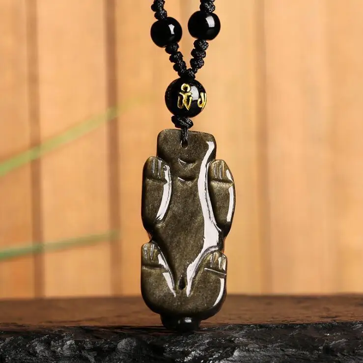 Unique Natural Gold Obsidian Black Jade Pendant Chinese Dragon Pixiu amulet | Украшения и аксессуары