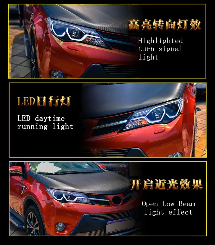 Автомобильный стильный светодиодный головной фонарь для Toyota RAV4 светодиодный фонарь 2013 для RAV-4 drl H7 hid Bi-Xenon Объектив Ангел глаз ближний свет