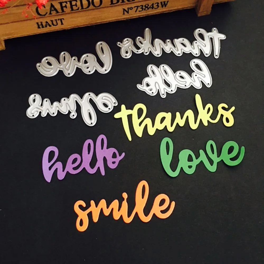 4 шт./компл. спасибо Любовь слова металлические трафареты для пресс формы DIY
